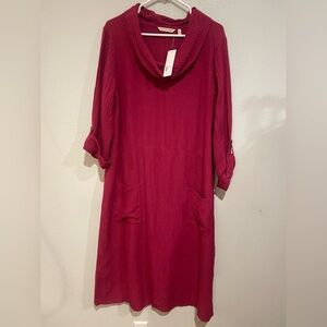 NWT Soft Surroundings Rich Fushia Long Sleeve Dress